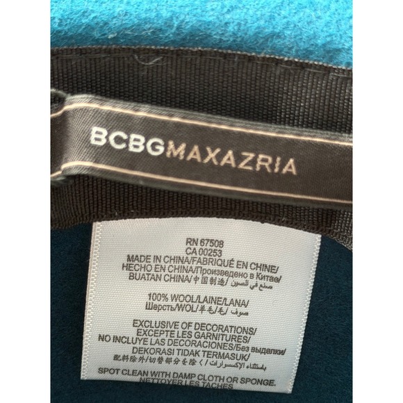 BCBGMAXAZRIA Caribbean Teal 100% Wool Wide Brim Fedora Hat NWT - Picture 4 of 5